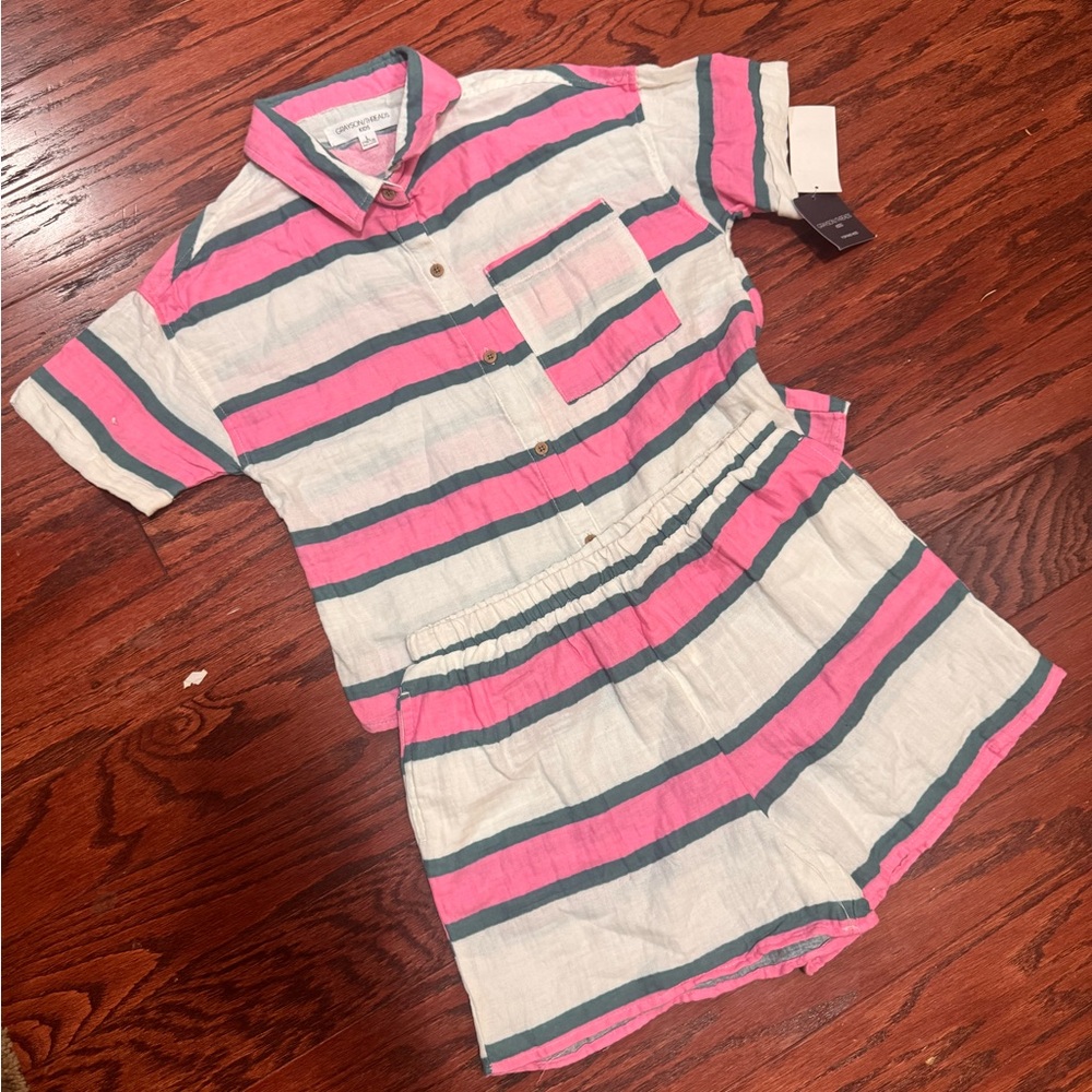 Carter's Pink and Gray Striped Kids Pajama Set